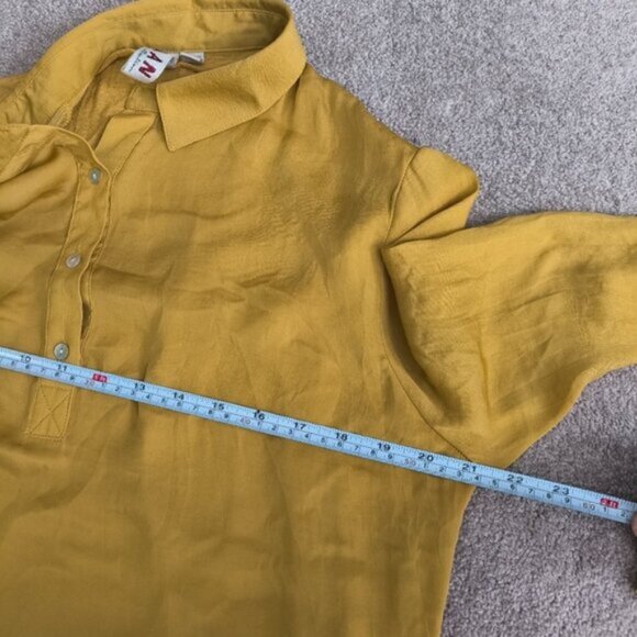 Anthropologie Dolan Steinbeck Back Gold Mustard Preppy Tennis Prep Chic Tunic M - Picture 8 of 10